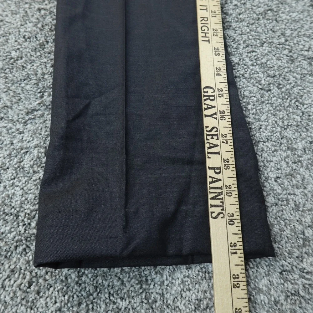 Coogi Pants Mens 38X31 Black Gray Wool Chino Trouser Dress Slacks Flat‎ Front